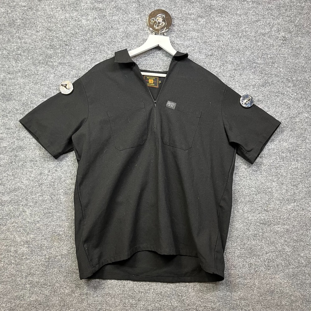 FB County Zip Polo Shirt Men's Black Short Sleeve Classic Streetwear - Medium